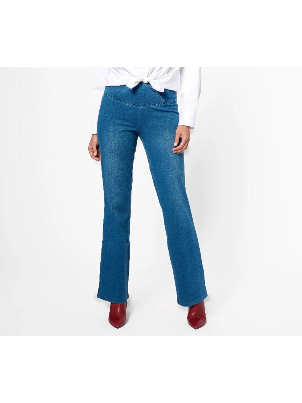 Women with Control Flare Pants Size 4 Regular Elite Prime Stretch Denim Blue NEW